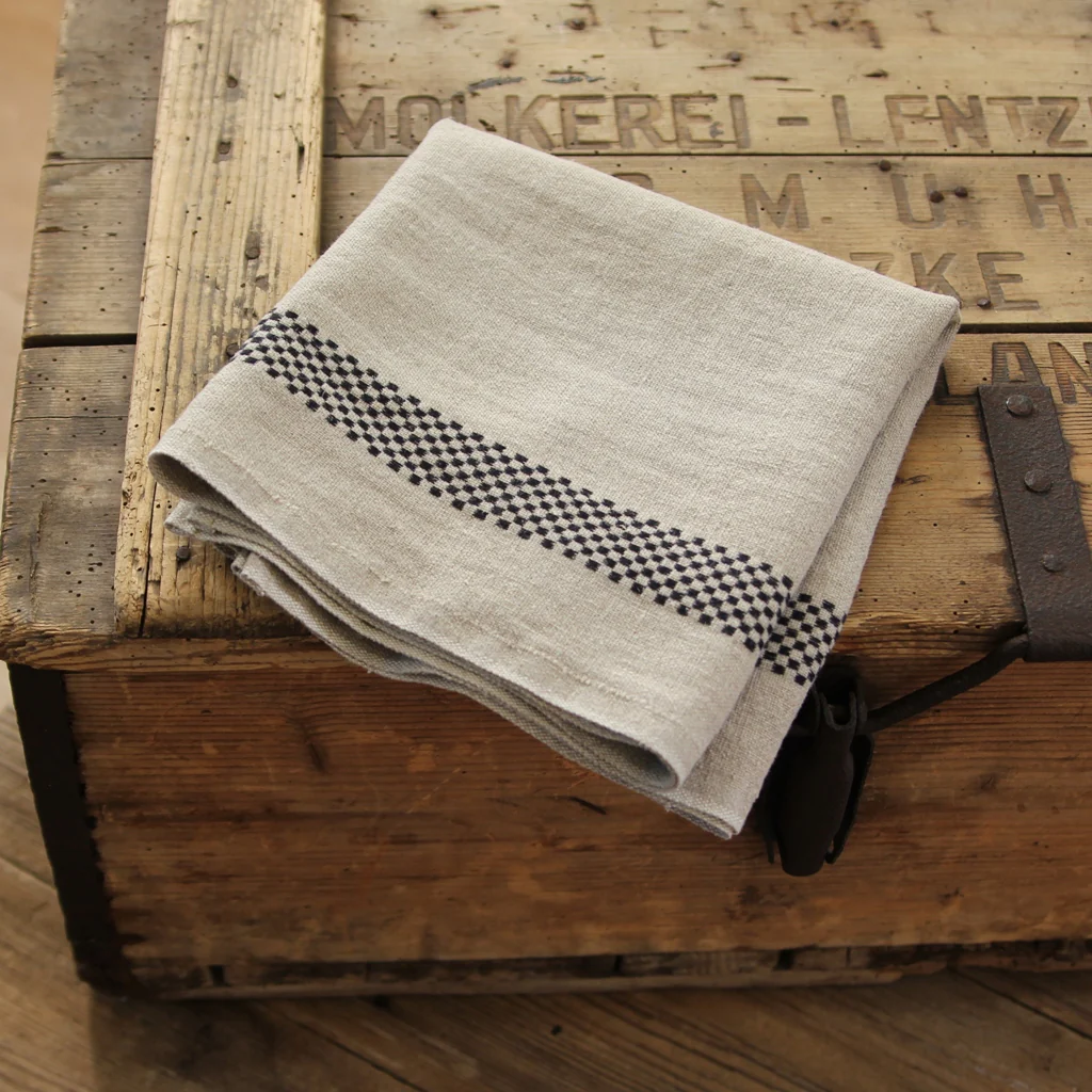Linen Tea Towel Lustucru - naturel/noir